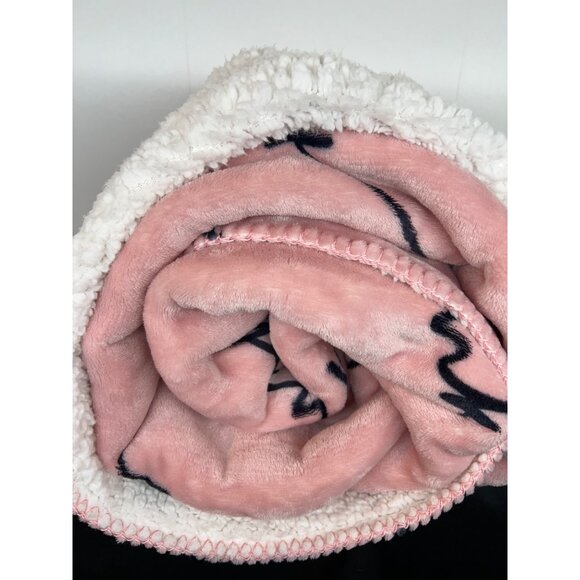 Victorias Secret Pink Throw Blanket 50" x 60" Soft Plush Sherpa Fleece - Picture 2 of 5
